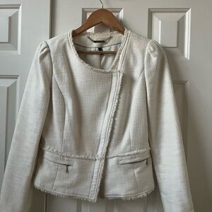 Classic Tweed Elegant White Women's Jacket